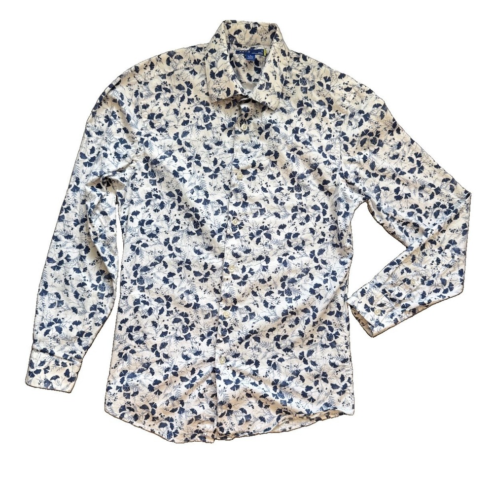 ATP Mens Slim Fit Floral Print Long Sleeve Button-Down Dress Shirt Sz 32/33